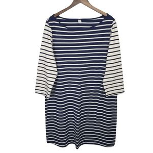Old Navy Striped Navy Blue and Cream Dress Women's Size XL
